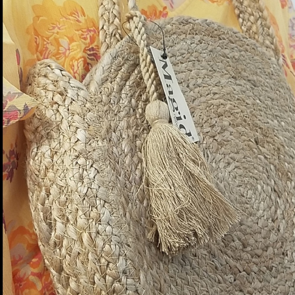 MAGID Natural Jute Palm Leaf Tote NEW - Picture 3 of 6